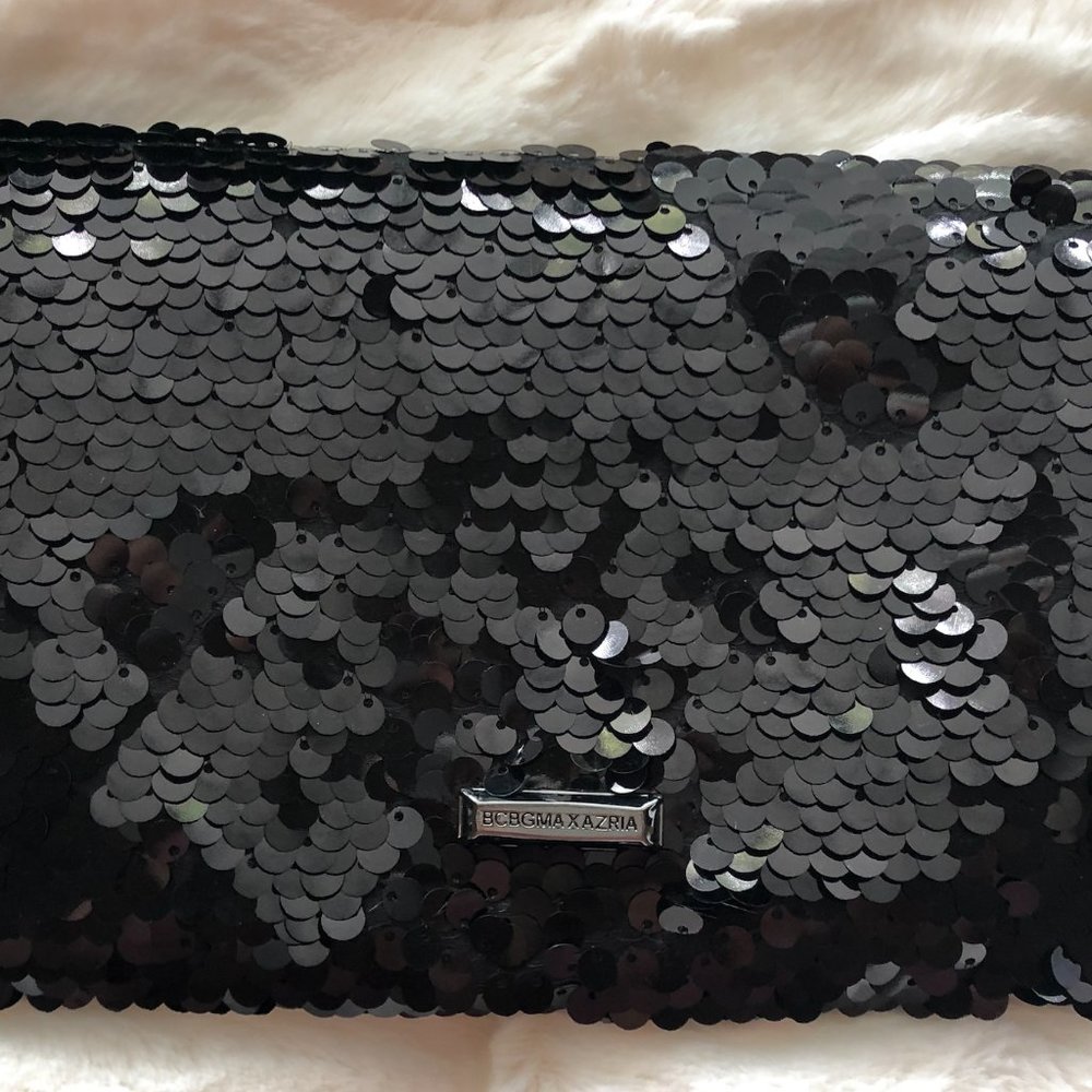 BCBG MaxAzria Black Sequin Clutch